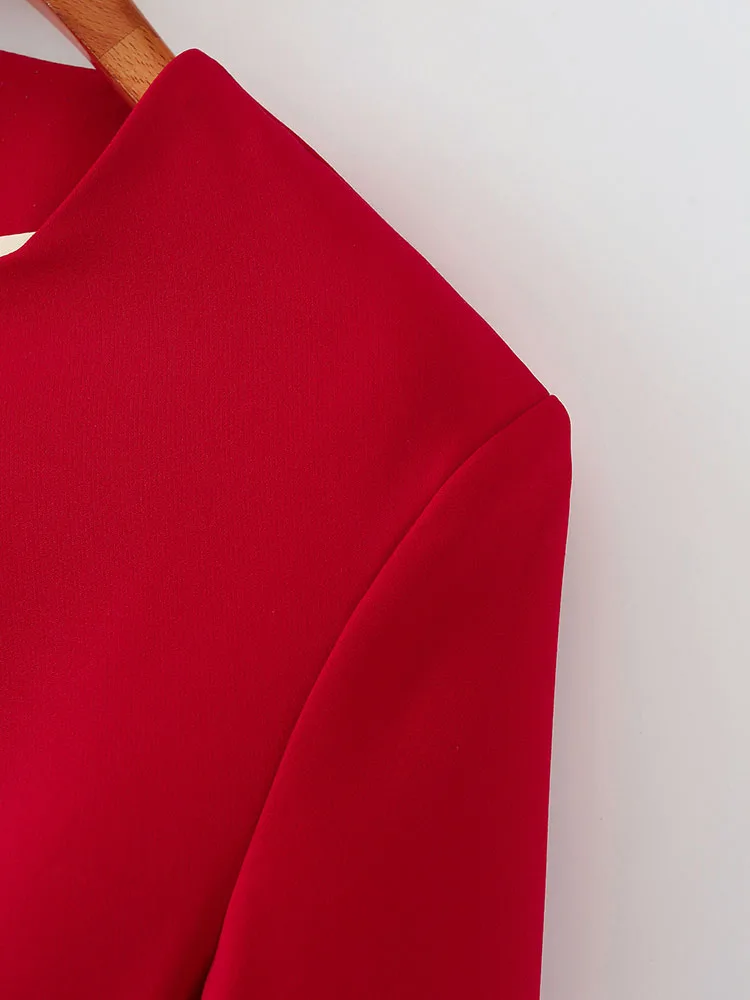 Женский однобортный Блейзер средней длины офисный однотонный блейзер с поясом