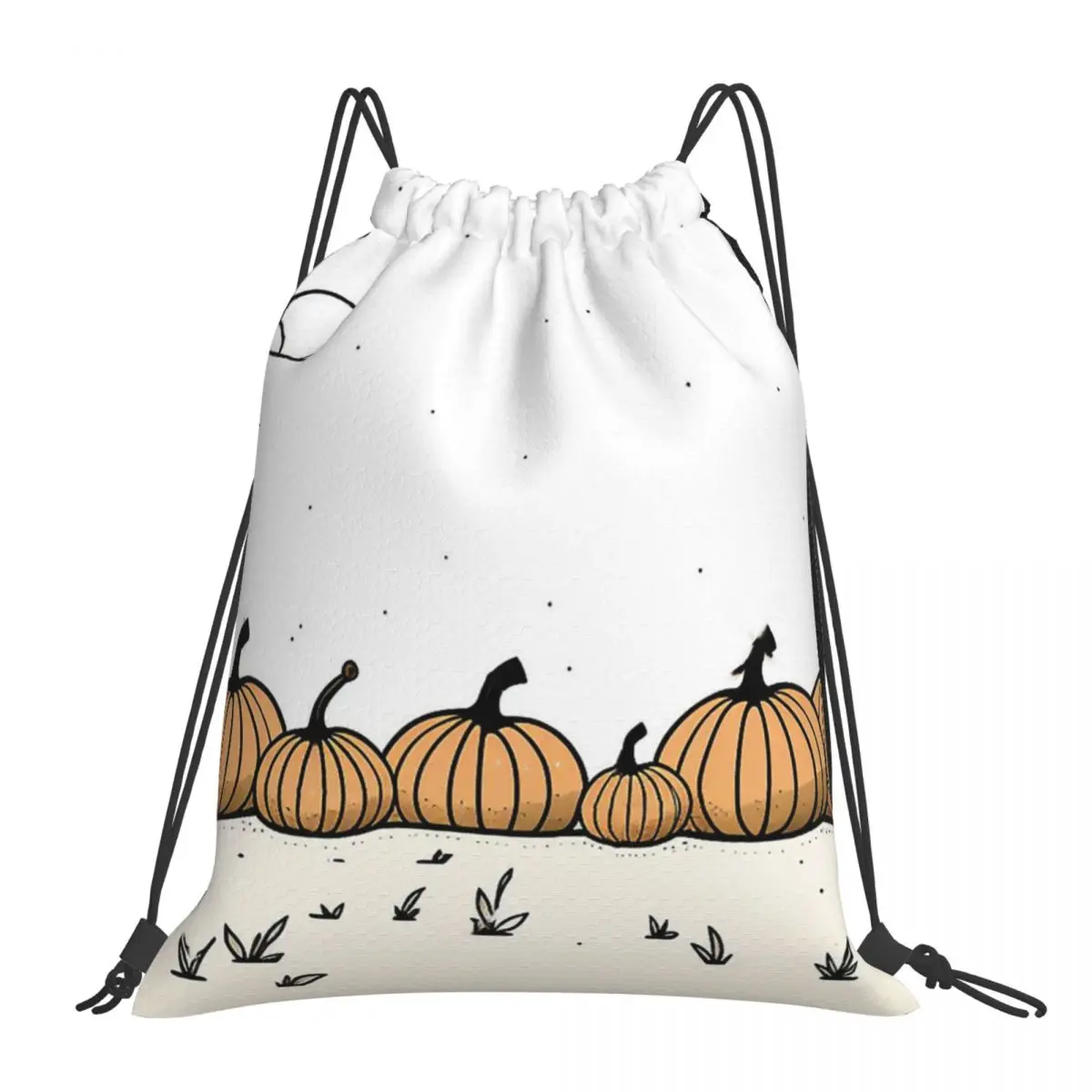 

Minimalist Pumpkin Patch Scene Backpacks Fashion Portable Drawstring Bags Drawstring Bundle Pocket Sundries Bag Book Bags