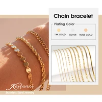 kaifanxi stainless steel bracelet womens chain box gold charm friendship bracelets for women jewelry gifts