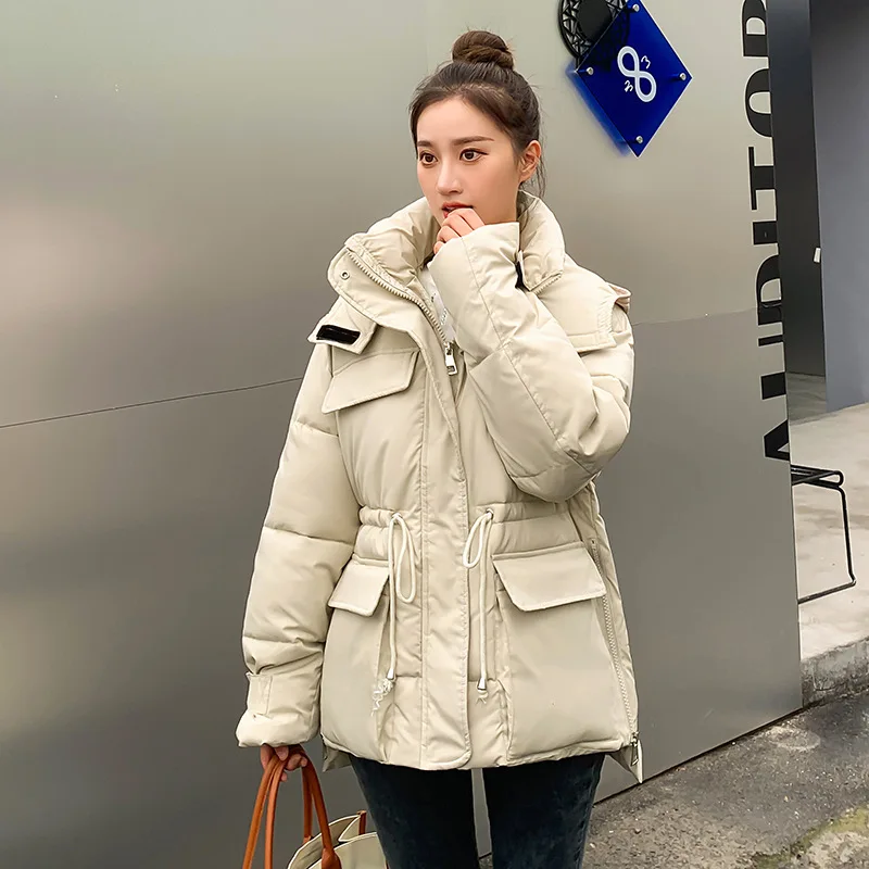 Parkas Women plus Size Workwear Winter Thickened Padded Jacket Short Drawstring Loose Hooded Coat Women Winter Coat Women
