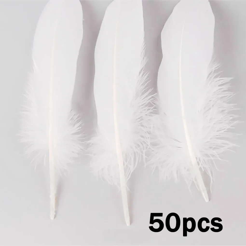 

50PCS White Goose Feathers Feather DIY Crafts Natural Beautiful Wedding 15-20cm