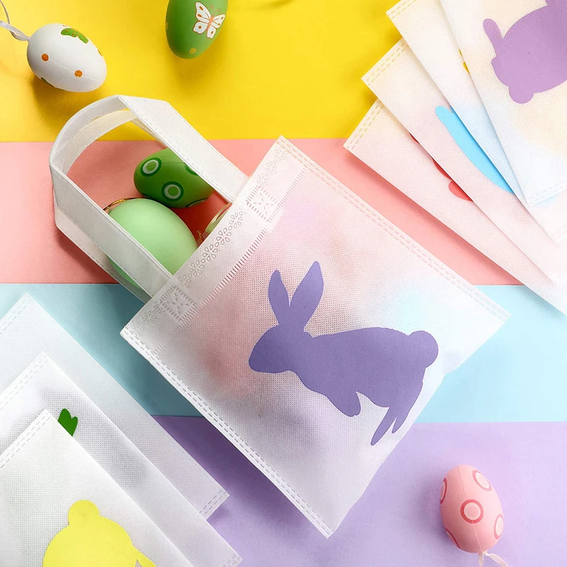 

4 Styles Easter Bunny Bag Easter Gift Tote Bag Canvas Gift Bag Bunny Egg Candy Bag Easter Party Supplies