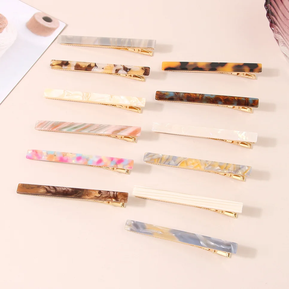 

Wholesale 24Pcs Fashion Alligator Clips Acetate Zinc Alloy Hair Clips Simple Rectangle Hair Clips Headwear Woman Hair Accessorie
