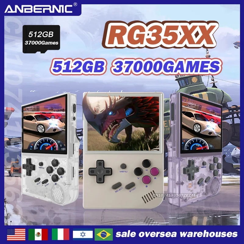 

512G NEW ANBERNIC RG35XX Retro Handheld Game Console Cortex-A9 Processor 3.5-inch IPS 640*480 Screen Linux System 37000games