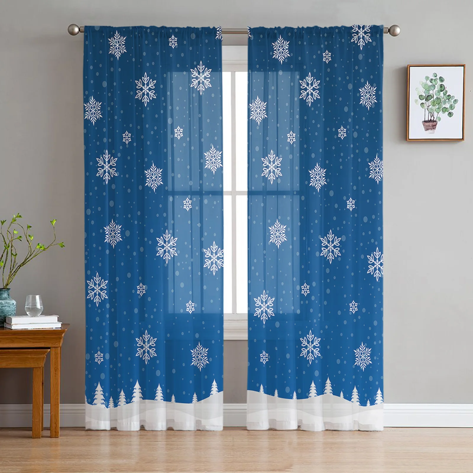 

Рождественская сосновая елка снежинка тюлевые занавески для гостиной Прозрачная Вуаль занавески для спальни кухни оконные занавески жалю...