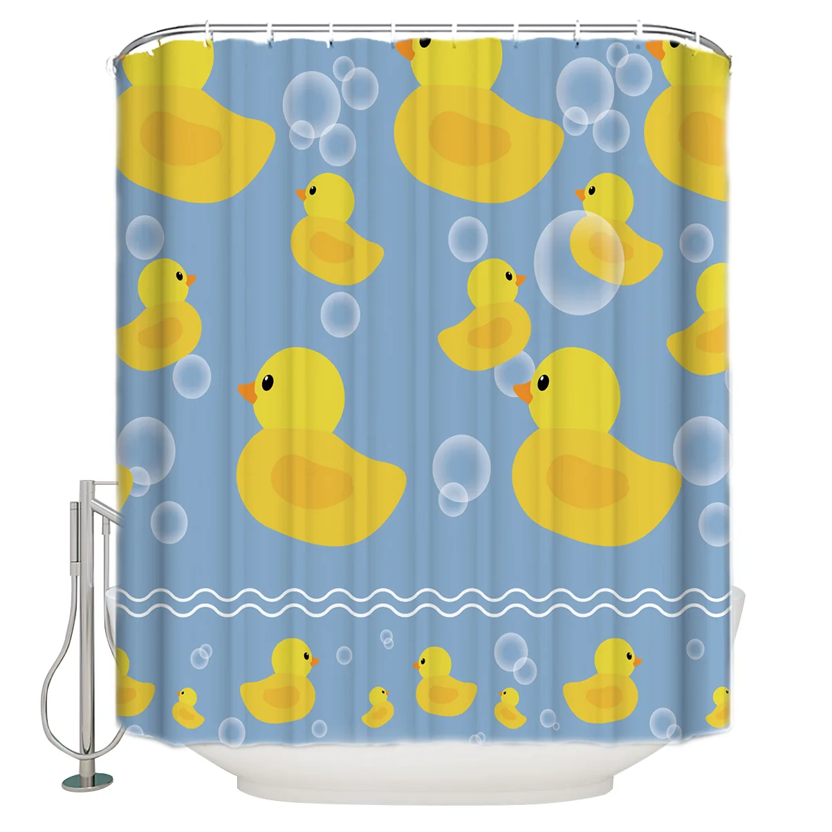 

Bubble Little Yellow Duck Shower Curtains Bathroom Shower Curtain Set with Hooks Polyester Fabric Shower Curtain Bath Decor