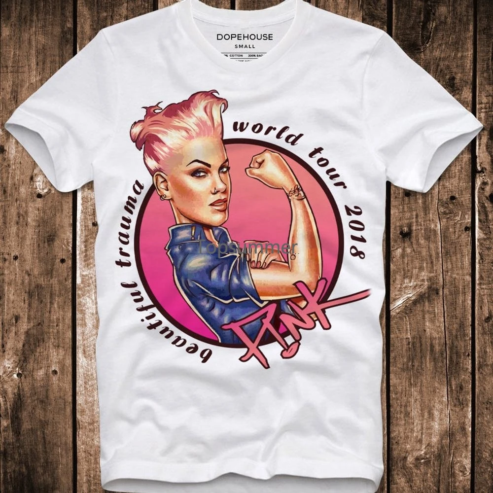 

Футболка розовая Красивая травма мировой тур месть альбом P Nk P!Nk певец Грэмми Тур Живой концерт (3)