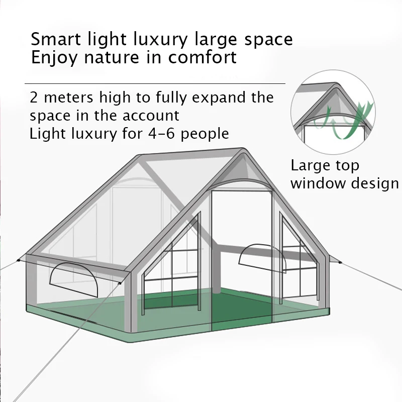 Waterproof Inflatable Tent Luxury Camping Hotel Tent 5-8 People Larger Portable Camping Tent With Air Pump for Family Party