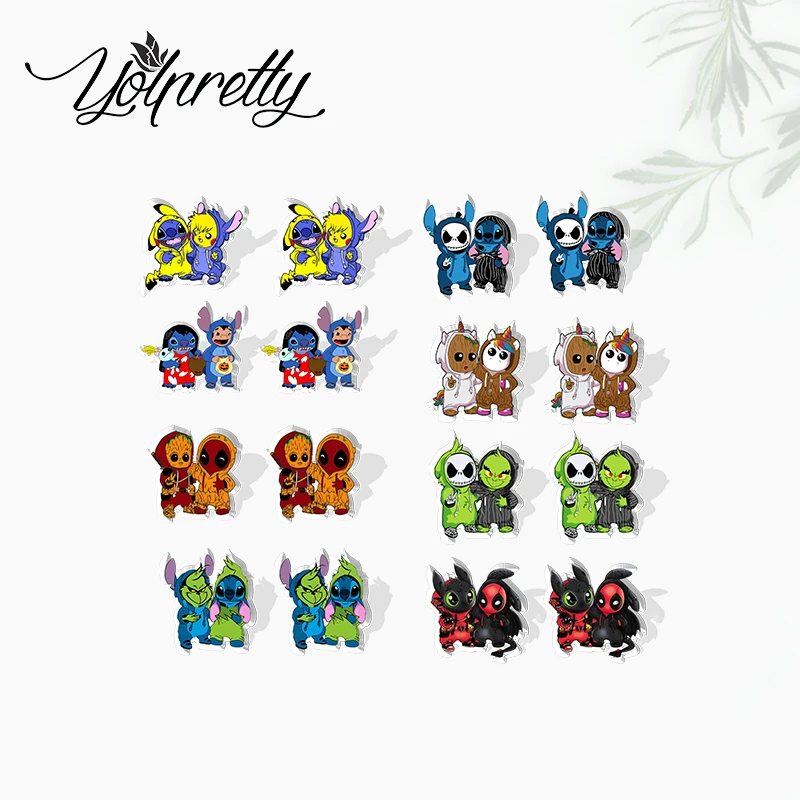 2024 Новые Модные Акриловые серьги-гвоздики с героями мультфильмов Джеком и