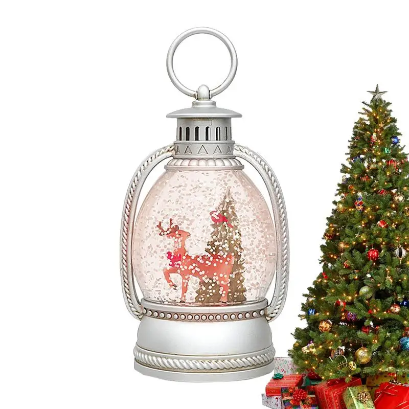 

Snow Scene Lamp Sturdy Lantern Snow Globes Lanterns Built-in Light-up Design With Flashing Snow Durable Lantern For Decorative