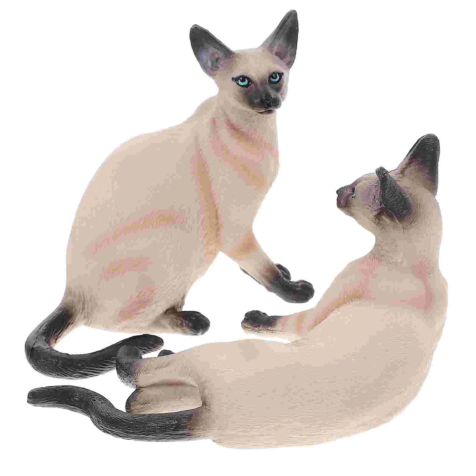 

2 Pcs Simulation Animal Model The Gift Lifelike Small Cat Decoration Plastic Desktop Child Artificial