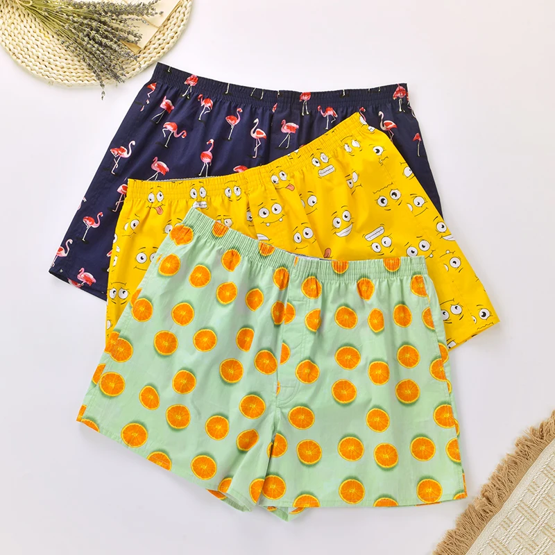 100% Cotton Mens Underwear Boxers Shorts Boxershorts Men Sleep Underpants Printed Loose Comfortable Homewear Panties Shorts M-XL