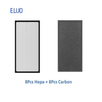 8pcs Hepa + 8Pcs Carbon Air Purifier Parts HEPA Filter 370*167*35mm / Activated Carbon Filter 385*185*10mm For Tefal