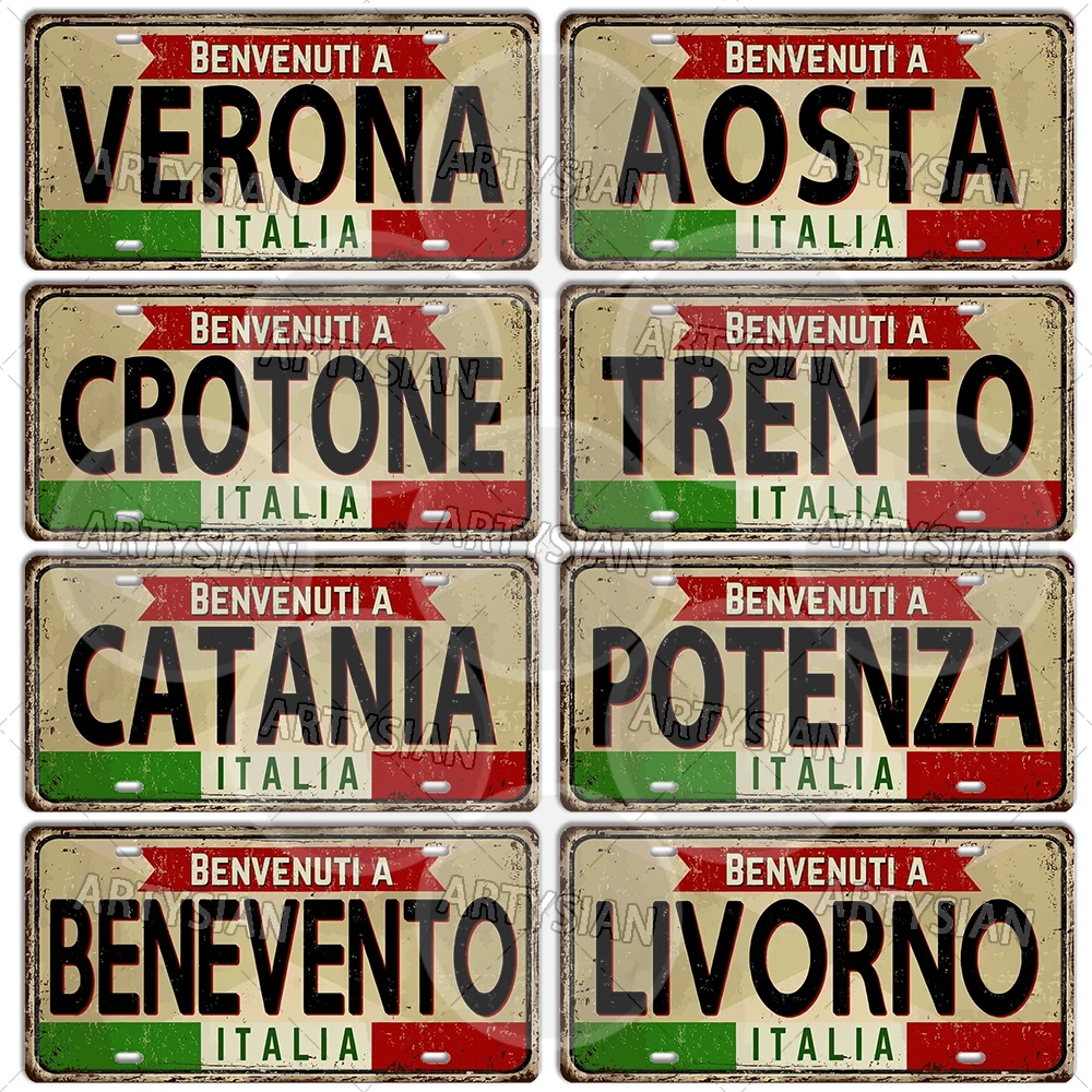Италия Городская достопримечательность Metal SignTRENTO BERGAM RIMINI AOSTA SAN MARINO COZENZA PISA LIVORNO
