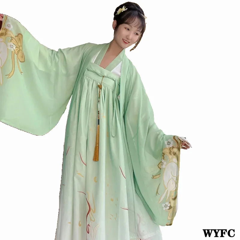 

Летняя женская одежда 3 шт., оригинальная рубашка Hanfu с большим рукавом, с принтом животных, кролик Qi, Чеширская юбка, китайские традиции для ж...