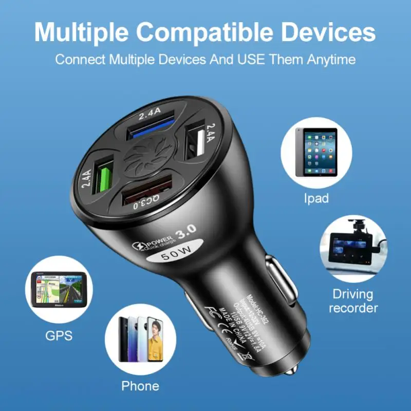 Автомобильное зарядное устройство с 4 Usb-портами 50 Вт |