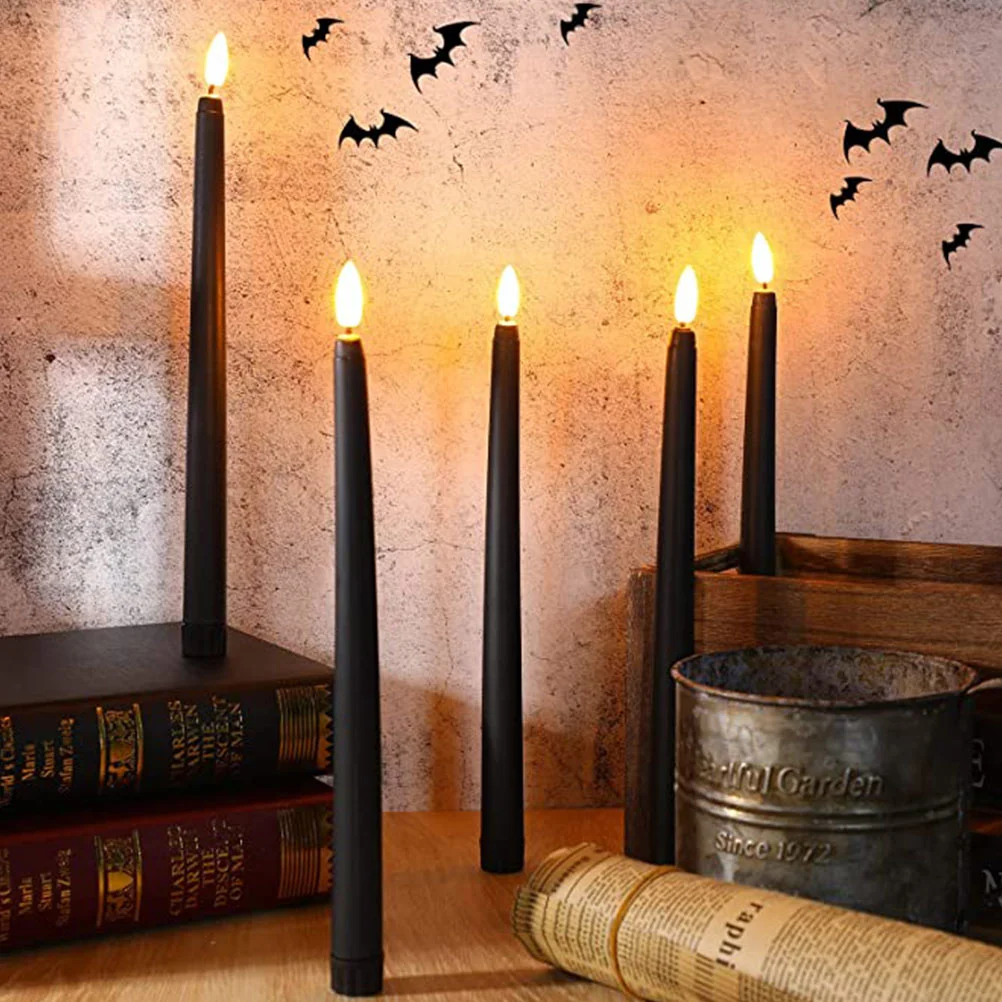 

12 Pcs Warm White Wedding Decorations Ceremony Plastic Flameless Candles Black Sails
