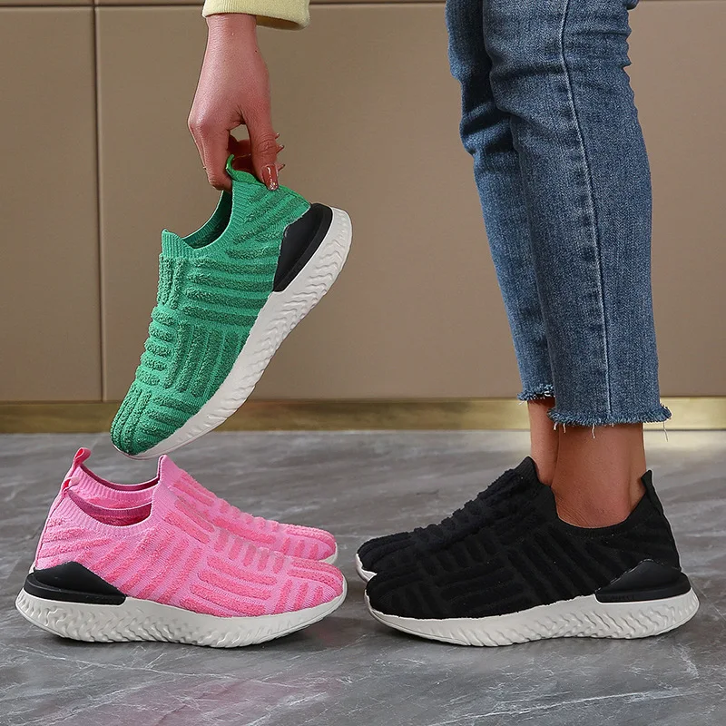 Women Casual Shoes  Sneakers Suede Net Surface Solid Color Thick Sole Breathable Round  Loafers  Flat