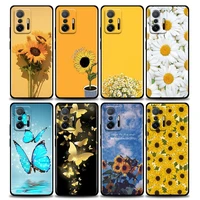 phone case for xiaomi mi 12 12x 11 11x 11t x3 x4 nfc m3 f3 gt m4 pro lite ne 5g silicone case cover sunflower daisy butterfly