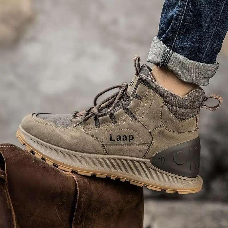 

High Quality Men Boots Leather Fashion Shoes Winter Casual Ankle Boot Outdoor Work Hiking Lace-Up Classic