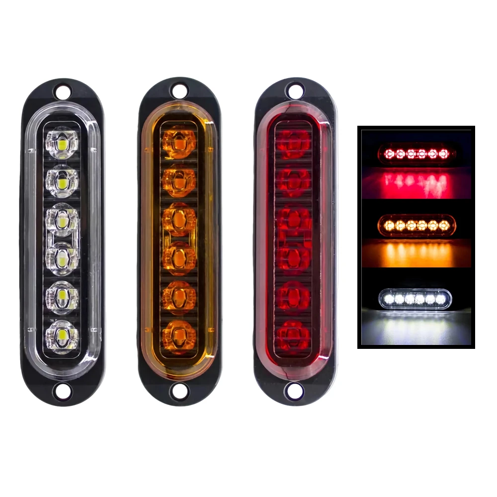 

10Pcs 6 LED Truck Marker Light 12V 24V Side Position Light Trailer Clearance Lights RV Bus Caravan Signal Lamp Red White Amber