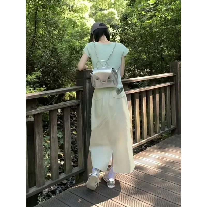 Женская одежда с изображением мятного движения новинка лета 2024 вязаный топ