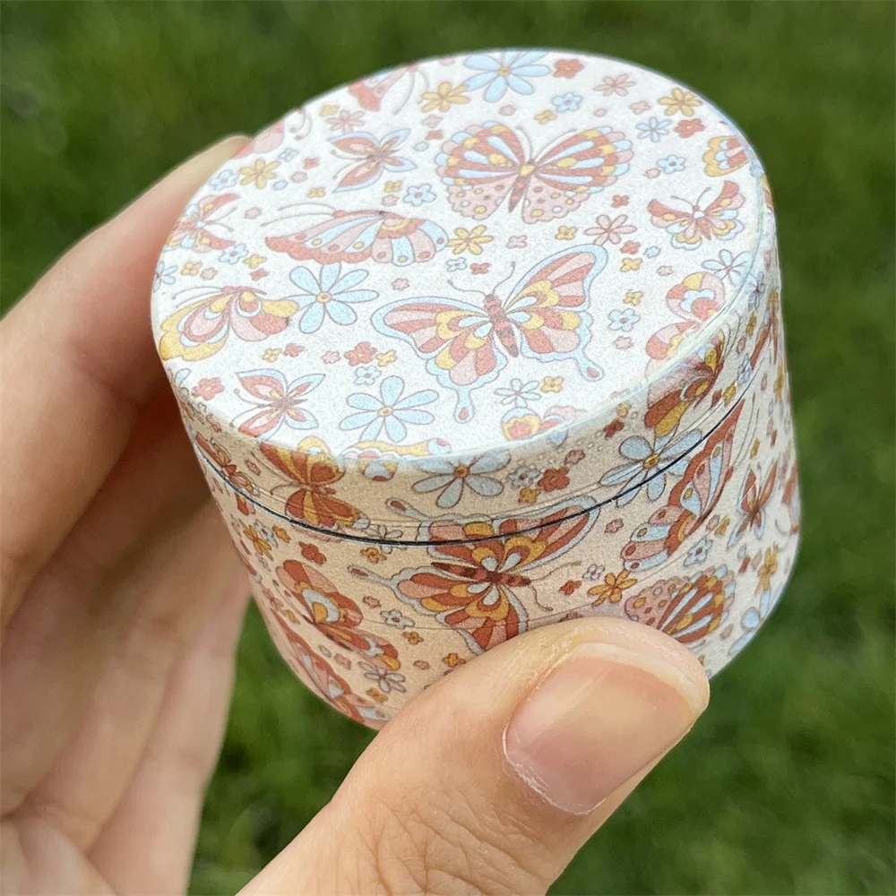 4-слойная 50 мм цветная травяная мельница из цинкового сплава с рисунком бабочек и