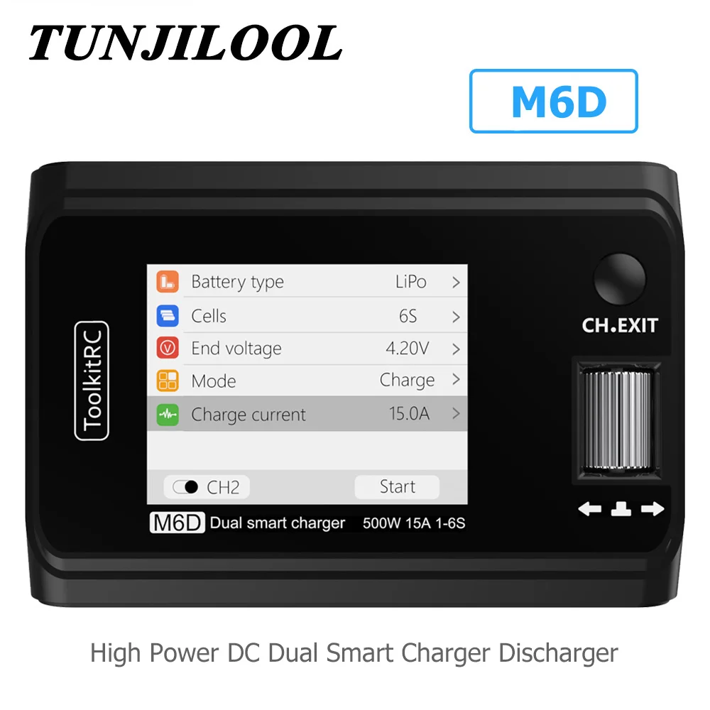 

ToolkitRC M6D 500W 15A High Power DC Dual Channel Smart Charger Discharger for 1-6S Lipo LiHV Lion NiMh Battery Balance Charger