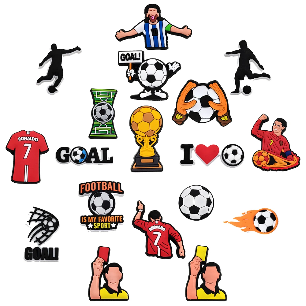 1pc JIBZ Football Shoe Charms Design Shoe Decoration Fits For Croc Charms PVC Shoe Accessories Kids Party Gifts