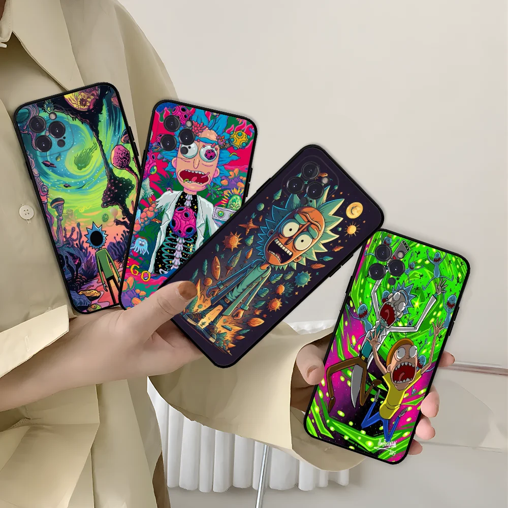 Cartoon R-RICKS Phone Case For IPhone 16 15 13 14 Pro Max XS XR 12 11 Mini 6 7 8 Plus Soft Clear Back Cover
