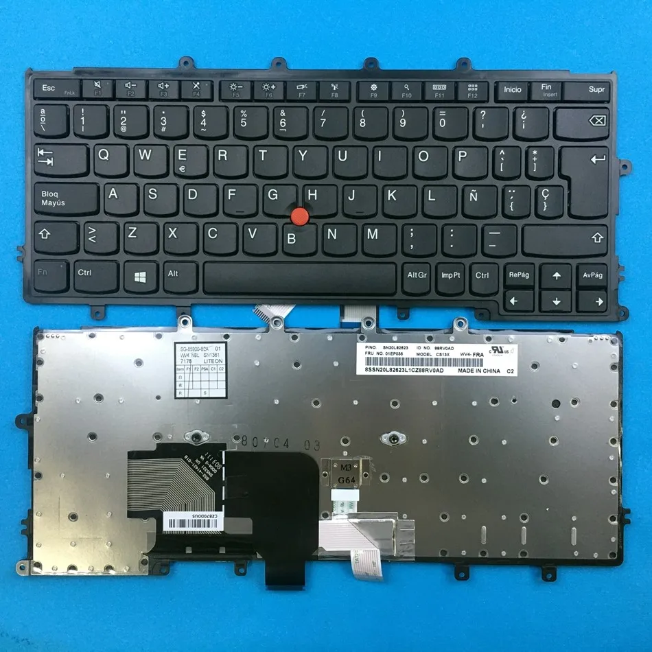 

Испанская клавиатура для ноутбука Lenovo Thinkpad X240 X240S X250 X260 Series (для Win8, с точкой совместимости с X270) FRU 01EP35 SP