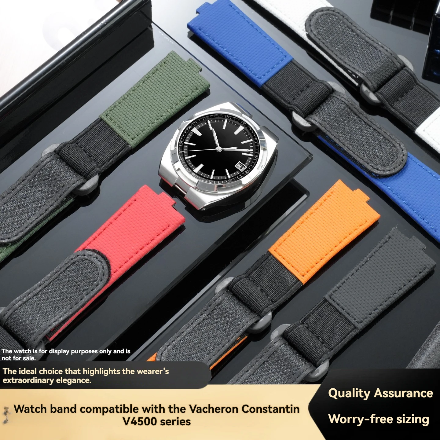 Фото Для моделей Vacheron Constantin Overseas 4300V, 4500V и 5500V: ремешок из телячьей кожи шириной 7 мм с быстросъемной пряжкой из фторкаучука FMK. №1