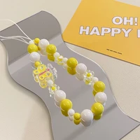 fashion acrylic butterfly ornaments lanyard beaded cute personality yellow mobile phone chain of female jewelry accessories gift
