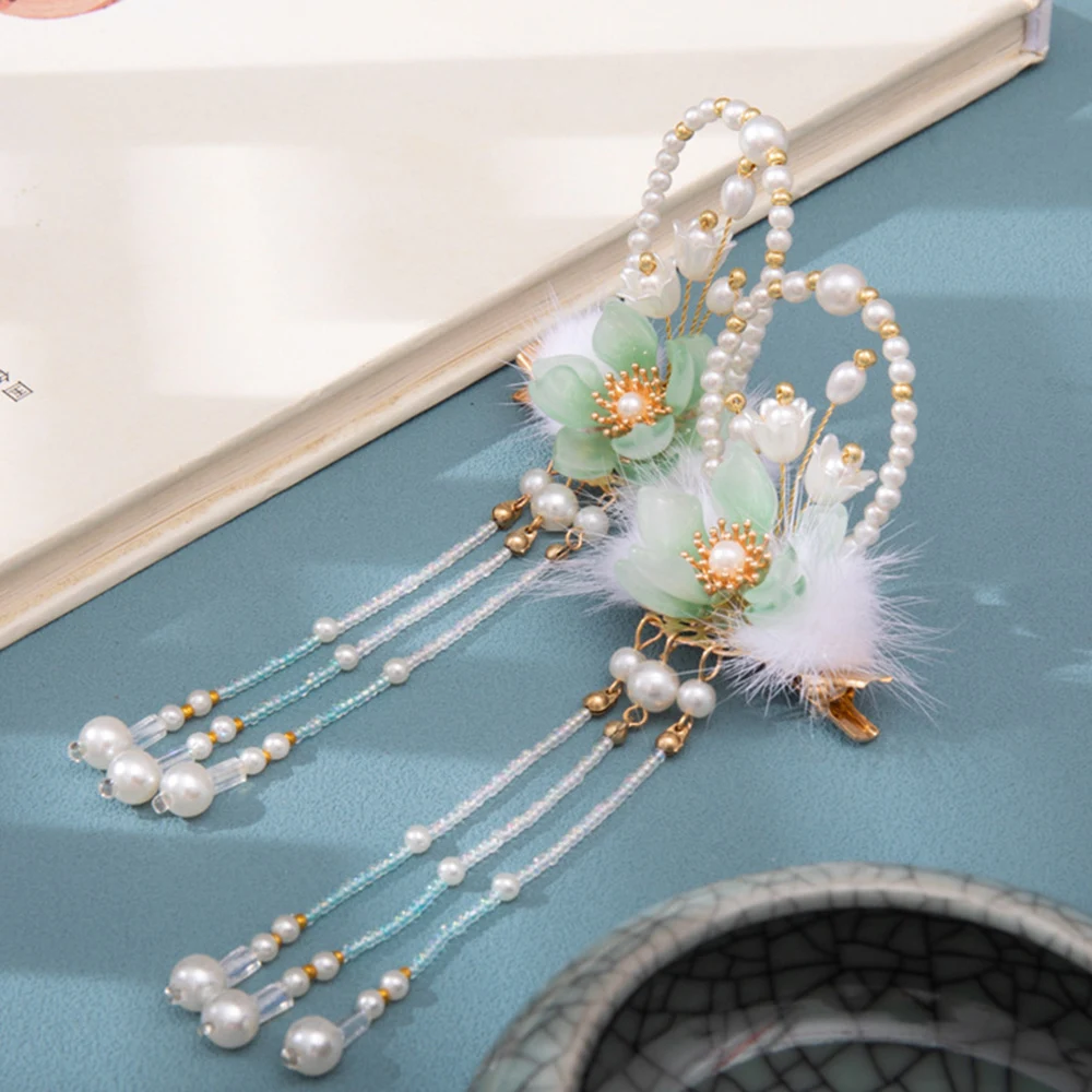 

Paired Hairpin Female Headdress with Tassel Design Hypo-allergenic Headwear for Thick Curly Hair Styling Decorative