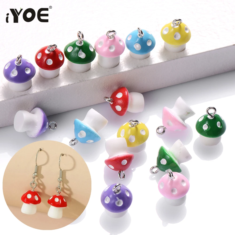 

10pcs Mix Mushroom Charms Cute Cartoon Resin Necklace Pendant For Making Earring Bracelet Charm Jewelry Findings Accessories