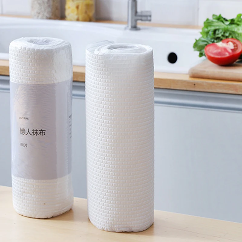 

50Pcs/Roll From Reusable Lazy Rags Bamboo Towels Wet and Dry for Kitchen Dishcloths Towel Rolls Organic Dishes Cloth