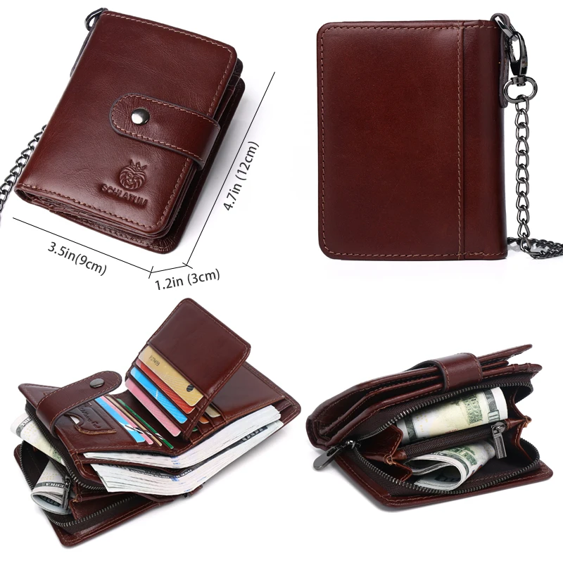 Мужской кожаный кошелек винтажная молния RFID высокое качество брендовый мужской