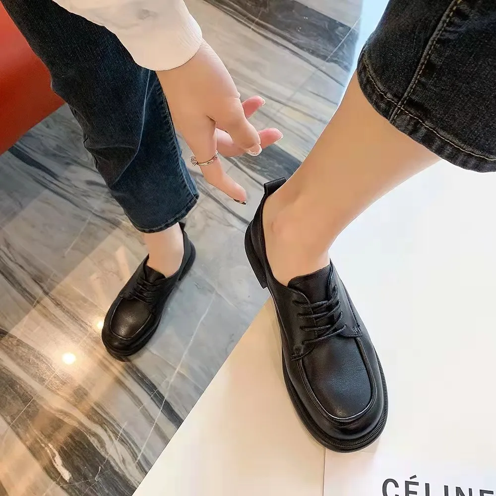 Women Leather Shoes  Casual  Genuine  Solid Color Round Set of Feet Non-slip Breathable  Loafers