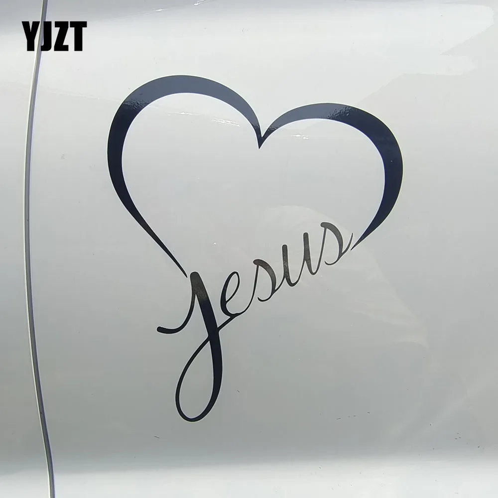 YJZT Jesue переводная картинка в виде сердца, Бог, любовь, Христос, Библия, автомобильные наклейки, виниловые, черные/серебряные 13A-0204