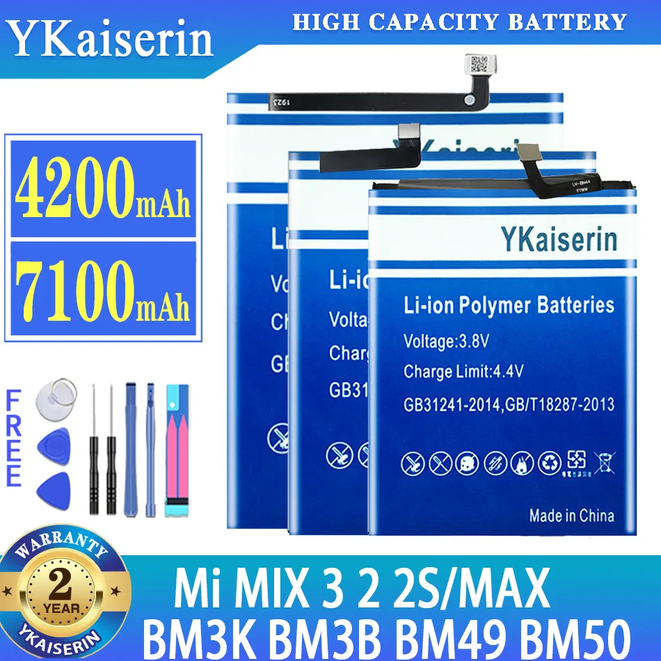 

Литий-полимерный аккумулятор ykaisсеребристый BM3K BM3B BM49 BM50 для Xiaomi Mi MIX 3 2 2S MIX3 MIX2 MIX2S MAX 2 MAX2