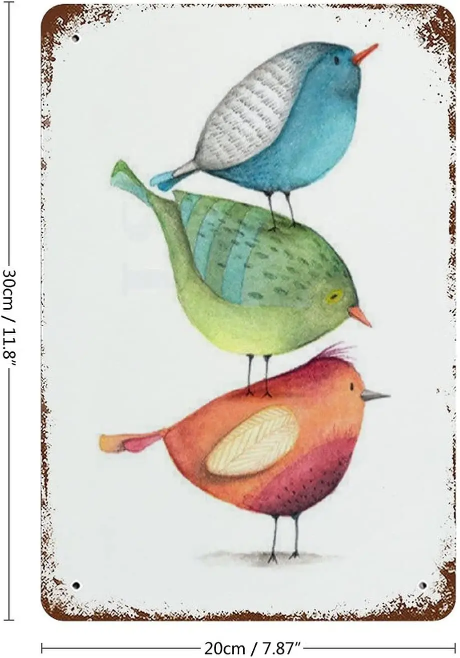 Винтажный жестяной знак Graman декор для стен акварель птицы милые украшения