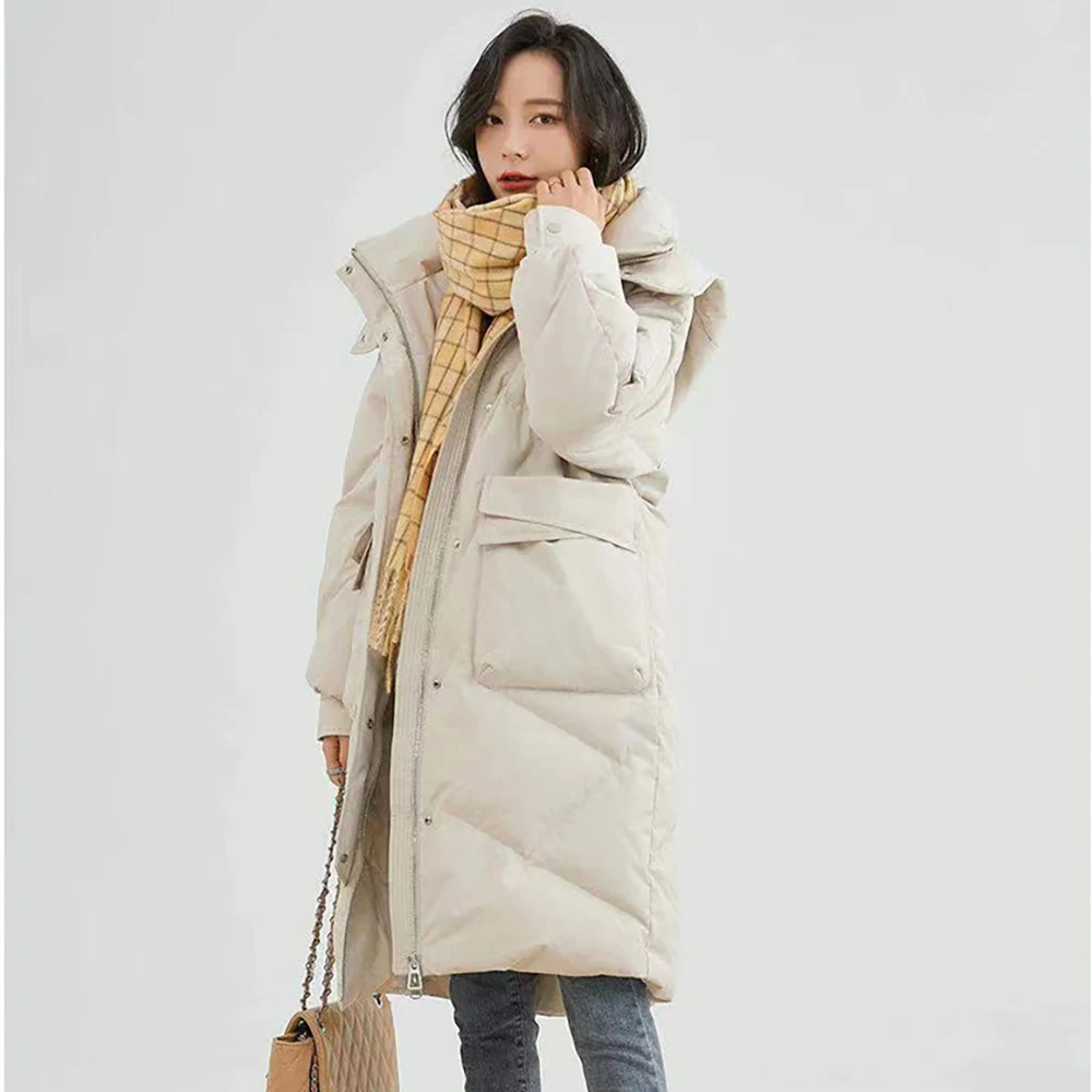 DEODAR Down Jacket Women Winter Detachable Hat Md-long Coats Windproof Thicken Warm Casual Outwear for Commute Office Lady