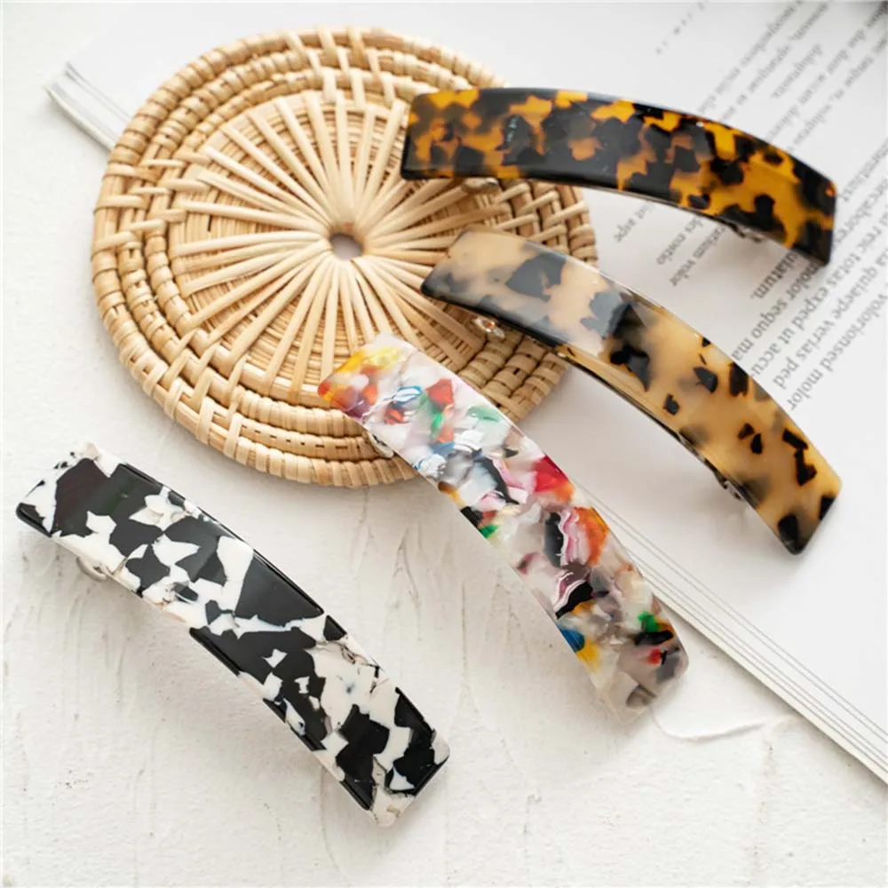 

Retro Leopard Print Spring Hair Clips For Women Girls Fashion Back Head Barrette Geometric Colorful Hairpins Hair Accessories