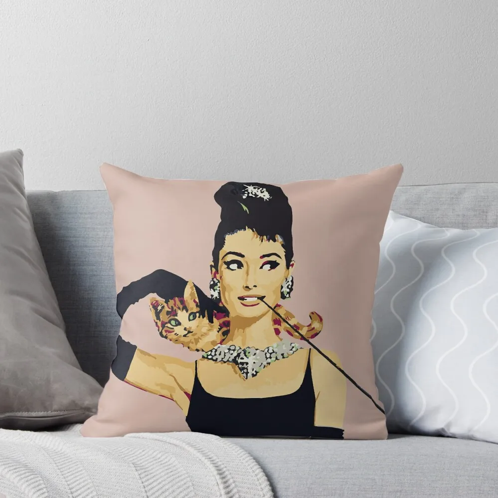 Завтрак в Тиффанис Одри Хепберн пастельная розовая декоративная подушка