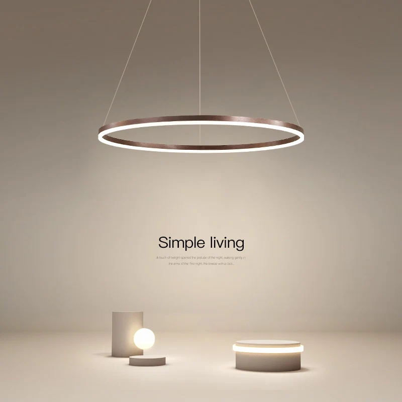 

LED Chandelier Light Modern Simple Living Dining Room Island Round Rings Hanging Lamp Bedroom Fixtures Restaurant Bar Lighting
