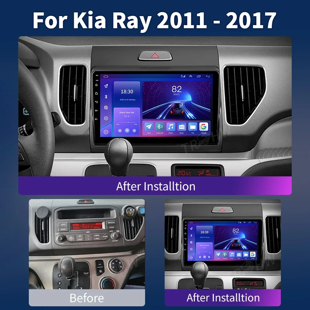 Фото 2din Автомобильный радиоприемник Carplay Android Auto «все в одном» для KIA Ray 2011-2017 Мультимедийный видеоплеер GPS-навигация Авторадио DSP №1