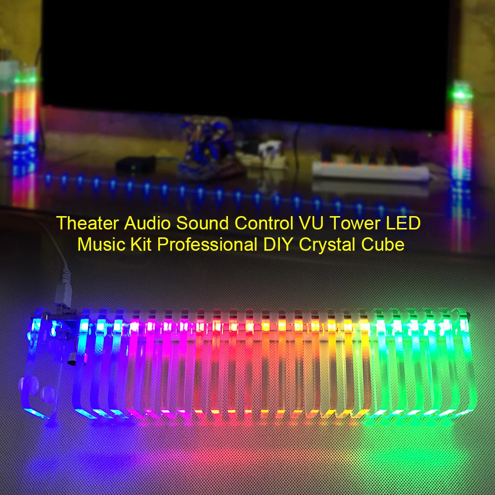 

Home Column Sound Control Kit Audio Theater DIY Level Display VU Tower Professional Fantasy LED Music Crystal Cube Practical