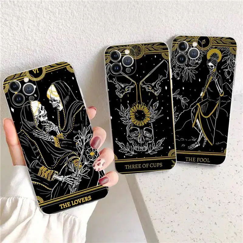 

Death Tarot Cards Phone Case For iPhone XR X XS Max 14 13 Pro Max 11 12 Mini 6 7 8 plus SE 2020 Printing Cover