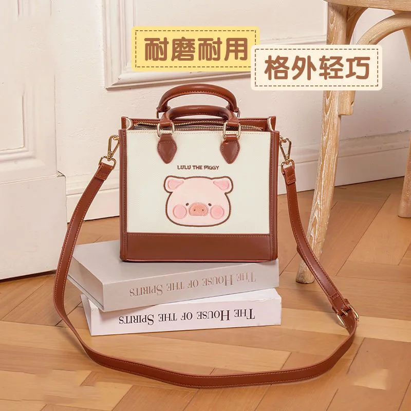 Cute Kawaii Pig Tote Bag Crossbody Handbag Faux Leather for Uniform Women Girl