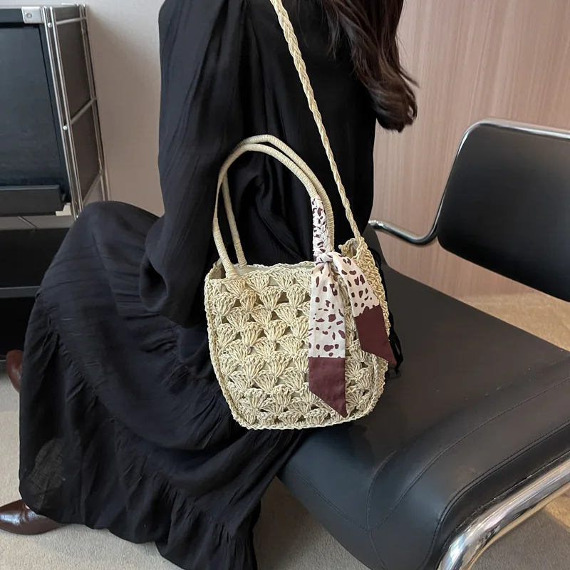 

Fashion Summer Beach Straw Bag Elegant Shoulder Bags for Women 2023 Bohemia High Capacity Crossbody Bag Ins Lady Holiday Handbag